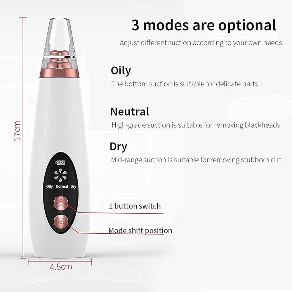 4-in-1 Blackhead Remover Vacuum – Electric Pore Cleaner with Adjustable Suction & Interchangeable Heads - Facial Device for Men & Women (Blue)